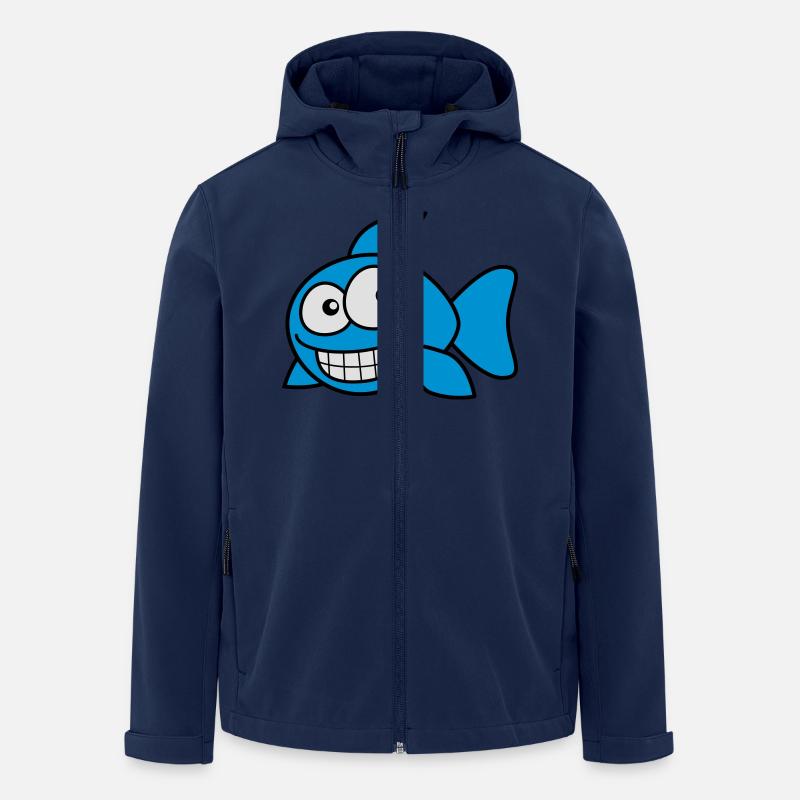 grin_fish_3c - Recycelte Männer Softshell-Jacke von Stanley/Stella - Navy