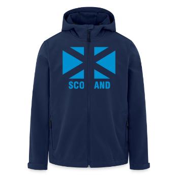 Scotland_logo1 - Men’s Recycled Softshell Jacket by Stanley/Stella - navy - Front - AI Model Male 185 light (185cm)