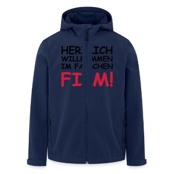 Herzlich willkommen im falschen Film! - Recycelte Männer Softshell-Jacke von Stanley/Stella - Navy - Vorne - AI Model Male 185 light (185cm)