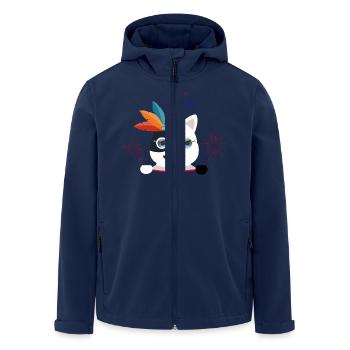 Greetings from a blue-eyed cat. - Men’s Recycled Softshell Jacket by Stanley/Stella - navy - Front - AI Model Male 185 light (185cm)