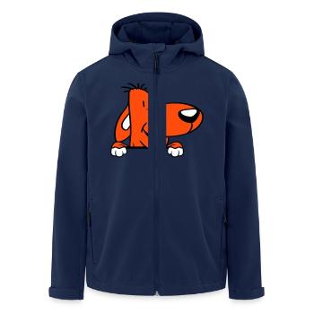 Hund Hinter Mauer Zaun Schild Guckt Lustig Frech - Recycelte Männer Softshell-Jacke von Stanley/Stella - Navy - Vorne - AI Model Male 185 light (185cm)
