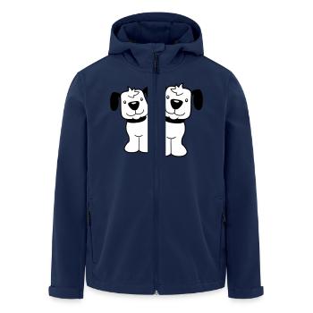 2 Hunde Team Stehen Zwei Freunde Crew Glücklich - Recycelte Männer Softshell-Jacke von Stanley/Stella - Navy - Vorne - AI Model Male 185 light (185cm)
