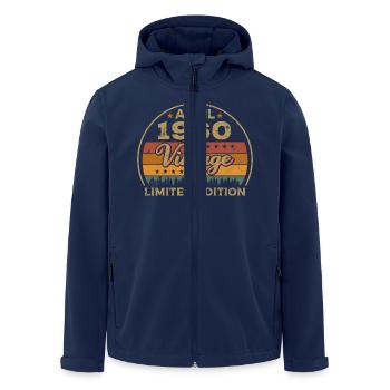 Avril 1960, anniversaire Avril 1960, cadeau Avril 1960 - Veste softshell homme en polyester recyclé Stanley/Stella - marine - Devant - AI Model Male 185 light (185cm)
