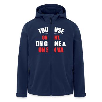 Rugby Toulouse Humor Geschenk Unterstützer - Recycelte Männer Softshell-Jacke von Stanley/Stella - Navy - Vorne - AI Model Male 185 light (185cm)