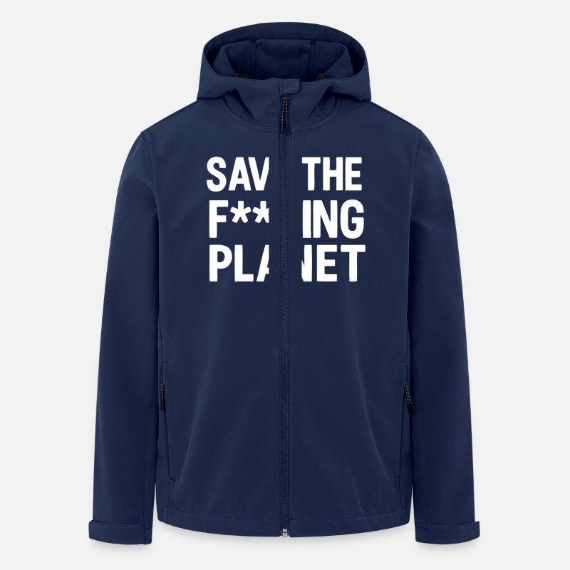 Sauvez la de planète blanche - Veste softshell homme en polyester recyclé Stanley/Stella - marine