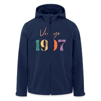 Vintage 1997 florale - Veste softshell homme en polyester recyclé Stanley/Stella - marine - Devant - AI Model Male 185 light (185cm)