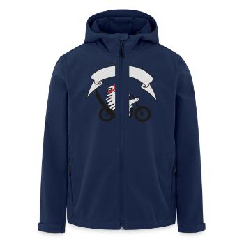 Biker sheep with banner - Men’s Recycled Softshell Jacket by Stanley/Stella - navy - Front - AI Model Male 185 light (185cm)