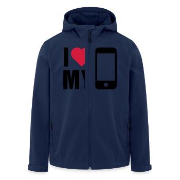 Love mobile - Men’s Recycled Softshell Jacket by Stanley/Stella - navy - Front - AI Model Male 185 light (185cm)
