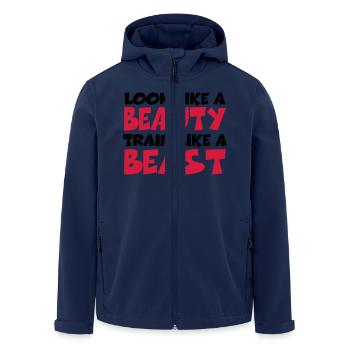 Look like a beauty, train like a beast - Men’s Recycled Softshell Jacket by Stanley/Stella - navy - Front - AI Model Male 185 light (185cm)
