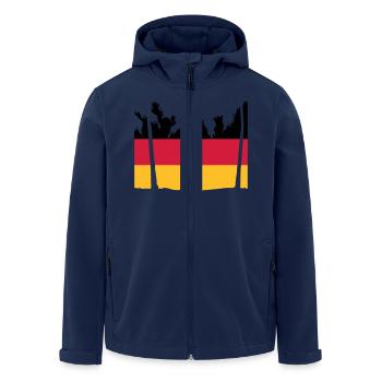 Deutschland Flagge Schwarz Rot Gold Palme Streifen - Recycelte Männer Softshell-Jacke von Stanley/Stella - Navy - Vorne - AI Model Male 185 light (185cm)