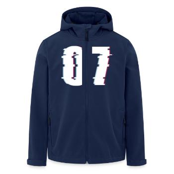 07 Sieben 7 Seven Zahl Effekt Verzerrt Nummer - Recycelte Männer Softshell-Jacke von Stanley/Stella - Navy - Vorne - AI Model Male 185 light (185cm)