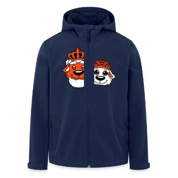 Zwei Hunde Krone König Königin Herrscher Majestät - Recycelte Männer Softshell-Jacke von Stanley/Stella - Navy - Vorne - AI Model Male 185 light (185cm)