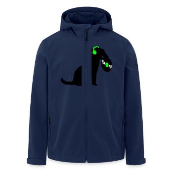 chien DJ musique jouer club disco disque vinyle fun - Veste softshell homme en polyester recyclé Stanley/Stella - marine - Devant - AI Model Male 185 light (185cm)