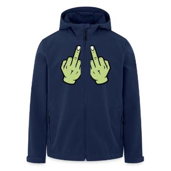 Mittelfinger Hand - Recycelte Männer Softshell-Jacke von Stanley/Stella - Navy - Vorne - AI Model Male 185 light (185cm)