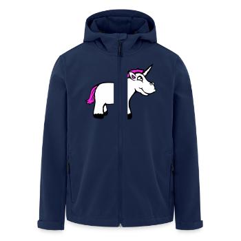 Licorne rose drôle sourire sourire dessin animé bande dessinée - Veste softshell homme en polyester recyclé Stanley/Stella - marine - Devant - AI Model Male 185 light (185cm)
