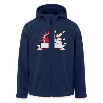 banner text field write name blank area bowling pi - Men’s Recycled Softshell Jacket by Stanley/Stella - navy - Front - AI Model Male 185 light (185cm)