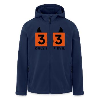 333 - ONLY HALF EVIL - Recycelte Männer Softshell-Jacke von Stanley/Stella - Navy - Vorne - AI Model Male 185 light (185cm)