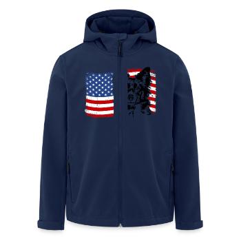BORDER COLLIE America Flag Dogs Dog Wilsigns - Men’s Recycled Softshell Jacket by Stanley/Stella - navy - Front - AI Model Male 185 light (185cm)