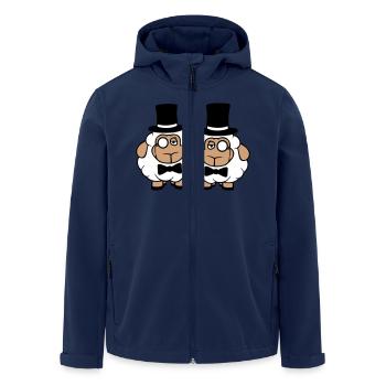 2 moutons hommes chapeau haut de forme homme monocle Sir - Veste softshell homme en polyester recyclé Stanley/Stella - marine - Devant - AI Model Male 185 light (185cm)