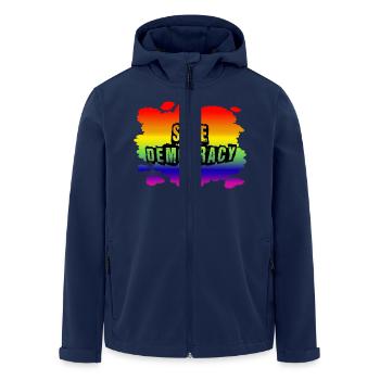 Stop AfD against right, democracy, diversity, left - Men’s Recycled Softshell Jacket by Stanley/Stella - navy - Front - AI Model Male 185 light (185cm)