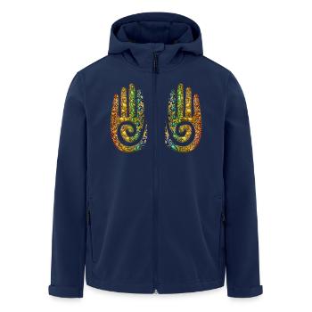 Healing energy spirals hands - Ornament - Men’s Recycled Softshell Jacket by Stanley/Stella - navy - Front - AI Model Male 185 light (185cm)