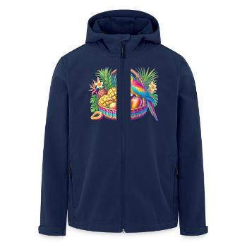 Fruit basket with parrot - Men’s Recycled Softshell Jacket by Stanley/Stella - navy - Front - AI Model Male 185 light (185cm)