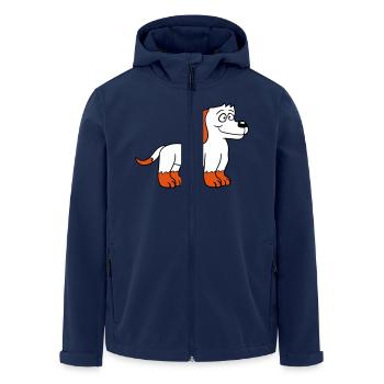 Dog Stands Cute Little Happy Puppy Pet - Men’s Recycled Softshell Jacket by Stanley/Stella - navy - Front - AI Model Male 185 light (185cm)