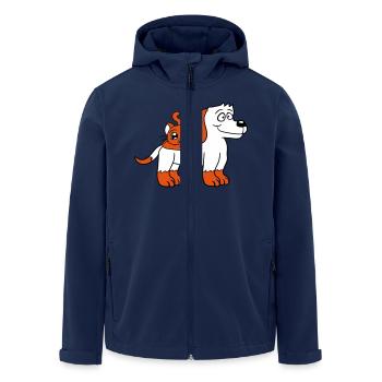 Hund Katze Zwei Freunde Team Kätzchen 2 Duo Crew - Recycelte Männer Softshell-Jacke von Stanley/Stella - Navy - Vorne - AI Model Male 185 light (185cm)