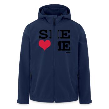 she loves me by wam - Men’s Recycled Softshell Jacket by Stanley/Stella - navy - Front - AI Model Male 185 light (185cm)