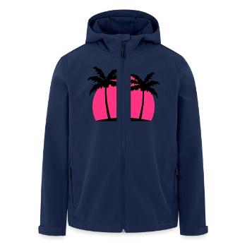 Miami Beach palm beach sea sun Pink - Men’s Recycled Softshell Jacket by Stanley/Stella - navy - Front - AI Model Male 185 light (185cm)