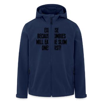 Exercise because zombies - Men’s Recycled Softshell Jacket by Stanley/Stella - navy - Front - AI Model Male 185 light (185cm)