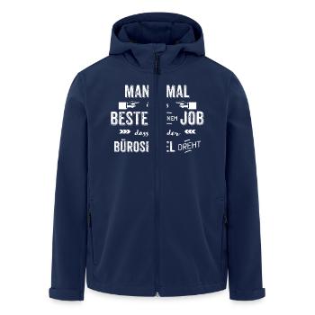 Bürosessel dreht sich - Büro Humor office - Recycelte Männer Softshell-Jacke von Stanley/Stella - Navy - Vorne - AI Model Male 185 light (185cm)