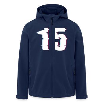 15 Fünfzehn Zahl Effekt Verzerrt Nummer - Recycelte Männer Softshell-Jacke von Stanley/Stella - Navy - Vorne - AI Model Male 185 light (185cm)