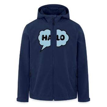 sprechblase hallo - Recycelte Männer Softshell-Jacke von Stanley/Stella - Navy - Vorne - AI Model Male 185 light (185cm)