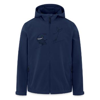 Blauwal mit Skateboard - Recycelte Männer Softshell-Jacke von Stanley/Stella - Navy - Vorne - AI Model Male 185 light (185cm)