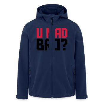 Cool U Mad Bro Text Design - Recycelte Männer Softshell-Jacke von Stanley/Stella - Navy - Vorne - AI Model Male 185 light (185cm)