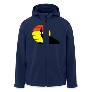 pinguin_sonnenuntergang - Recycelte Männer Softshell-Jacke von Stanley/Stella - Navy - Vorne - AI Model Male 185 light (185cm)
