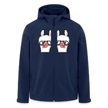 2 Llama Nerds Geeks Team Horn-rimmed Glasses Smart Grimace - Men’s Recycled Softshell Jacket by Stanley/Stella - navy - Front - AI Model Male 185 light (185cm)