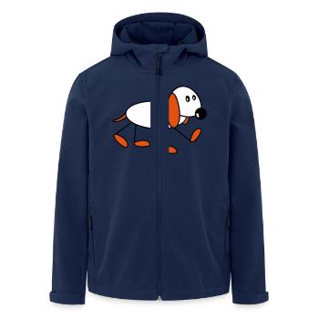Dog stick figure walks cute walks comic - Men’s Recycled Softshell Jacket by Stanley/Stella - navy - Front - AI Model Male 185 light (185cm)