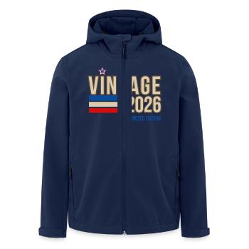 Vintage 2026 limited edition - Men’s Recycled Softshell Jacket by Stanley/Stella - navy - Front - AI Model Male 185 light (185cm)