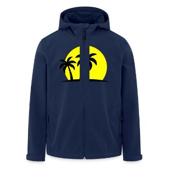 Palme Strand Sonnenuntergang Urlaub - Recycelte Männer Softshell-Jacke von Stanley/Stella - Navy - Vorne - AI Model Male 185 light (185cm)