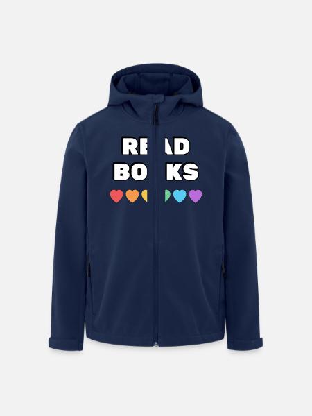 Read Books Rainbow Hearts - Men’s Recycled Softshell Jacket by Stanley/Stella - navy