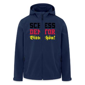 Schiess dem Tor, bitteschön! - Recycelte Männer Softshell-Jacke von Stanley/Stella - Navy - Vorne - AI Model Male 185 light (185cm)