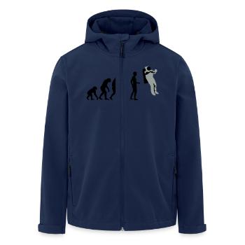 evolution_astronaut_2c - Men’s Recycled Softshell Jacket by Stanley/Stella - navy - Front - AI Model Male 185 light (185cm)