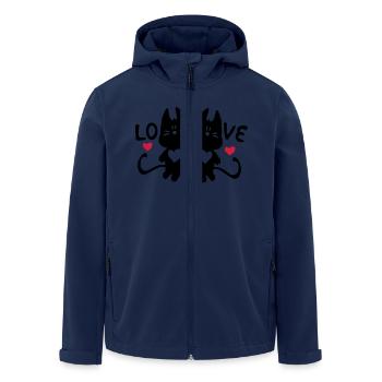 LIEBE Katzen und roten Herzen - Recycelte Männer Softshell-Jacke von Stanley/Stella - Navy - Vorne - AI Model Male 185 light (185cm)