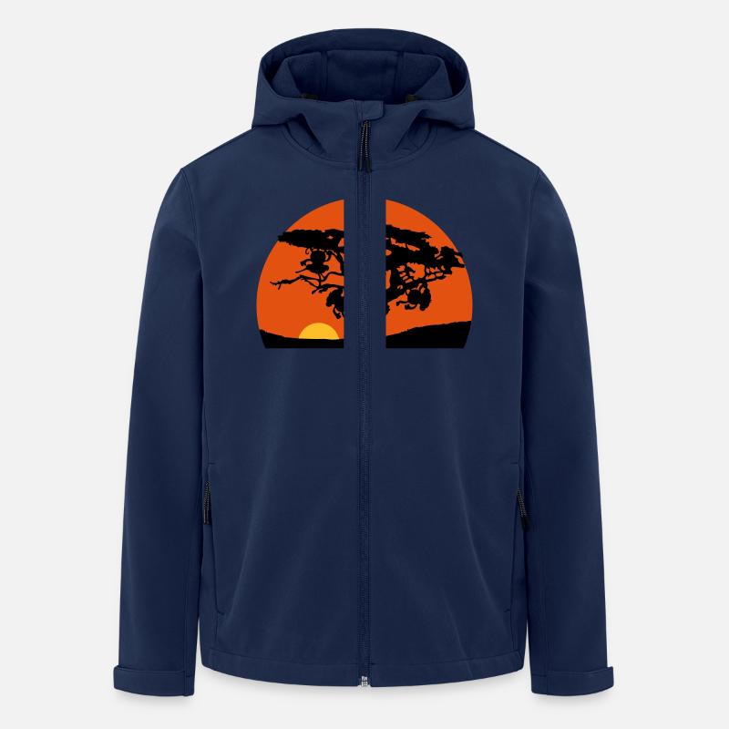 Africa tree sunset monkey - Men’s Recycled Softshell Jacket by Stanley/Stella - navy