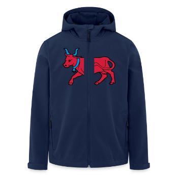 drawing red cow vector butcher breeder - Men’s Recycled Softshell Jacket by Stanley/Stella - navy - Front - AI Model Male 185 light (185cm)