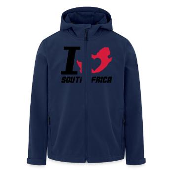 south_africa_i_love_2 - Men’s Recycled Softshell Jacket by Stanley/Stella - navy - Front - AI Model Male 185 light (185cm)