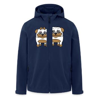2 Hunde Mops Mann Frau Pärchen Zwei Verliebt Liebe - Recycelte Männer Softshell-Jacke von Stanley/Stella - Navy - Vorne - AI Model Male 185 light (185cm)