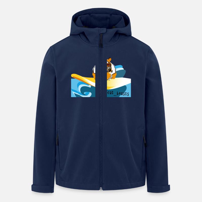 Tiger on a surfboard - Men’s Recycled Softshell Jacket by Stanley/Stella - navy
